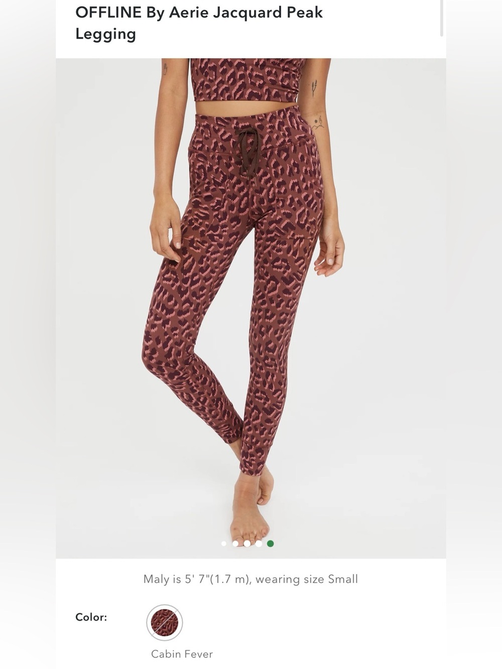 aerie Cabin Fever Maroon Animal-Print Leggings